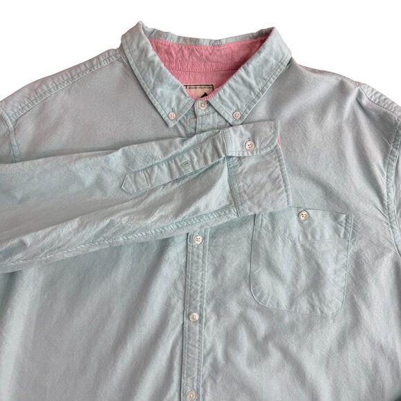 Colours Alexander Julian XXL Organic Cotton Button Up Shirt Aqua Blue‎ Preppy - Picture 1 of 6
